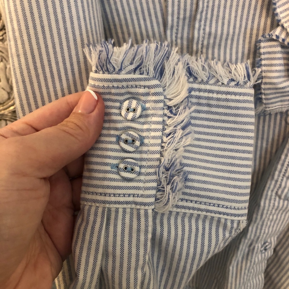 Women's Striped Button Down Shirt - Picture 2 of 8